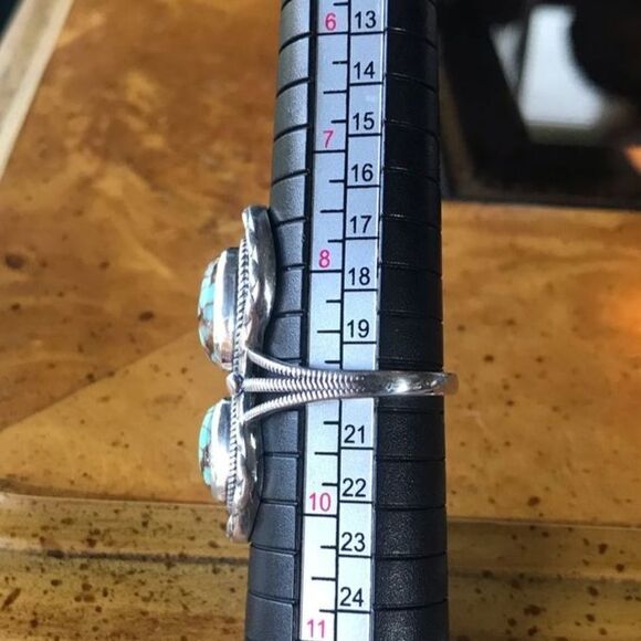 Natural Royston Blue Horizon Turquoise Sterling Silver Horseshoe Ring Size 9 - Picture 8 of 9